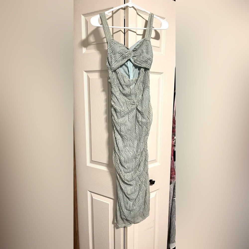 Lace sage green formal maxi dress
